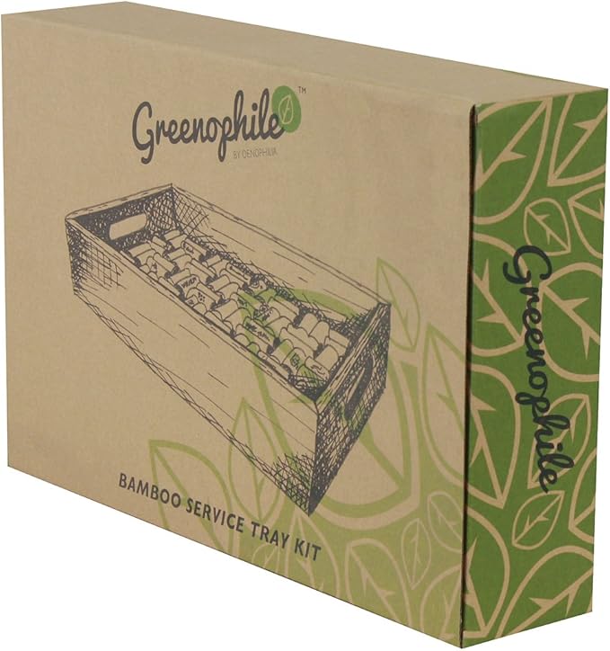 Oenophilia Greenophile Bamboo Cork Service Tray Kit with Handles, 100% Bamboo, Glass Pane, Serving Platter for Wine, Beer, Charcuterie, Appetizers, and More, Do-it-Yourself, Corks NOT Included