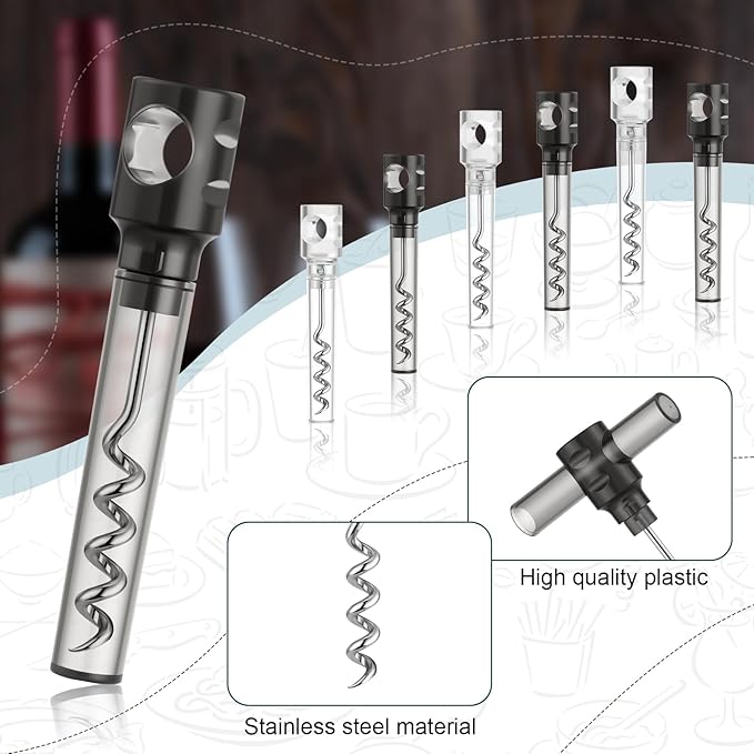 Patelai 6 Pcs Travel Pocket Wine Corkscrew Bulk Portable Wine Opener Plastic Cork Opener Mini Camping Cork Screw for Waiter Corkscrews Restaurant Bottle Camping Travel Gift(Black,White)