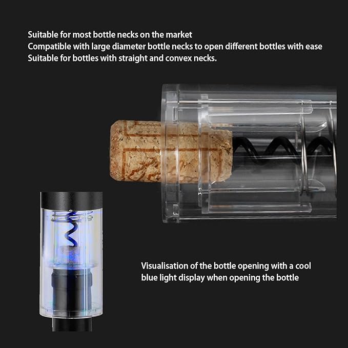 Electric Wine Opener, Battery Operated Wine Bottle Openers One-click Button Reusable Automatic Wine Corkscrew Remover for Wine Lovers Gift Home Kitchen Party Bar Wedding,Gray