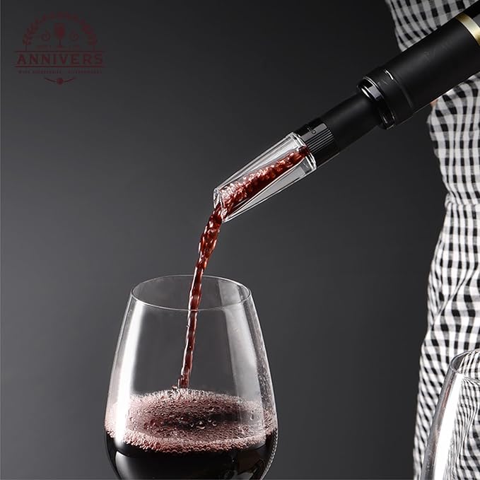 Air Pump Wine Bottle Opener & Wine Aerator Pourer Set, Air Pressure Pop Wine Opener Corkscrew Cork Remover Foil Cutter Portable Handheld, Decanter Aerating Spout, Ouvre Bouteille de Vin