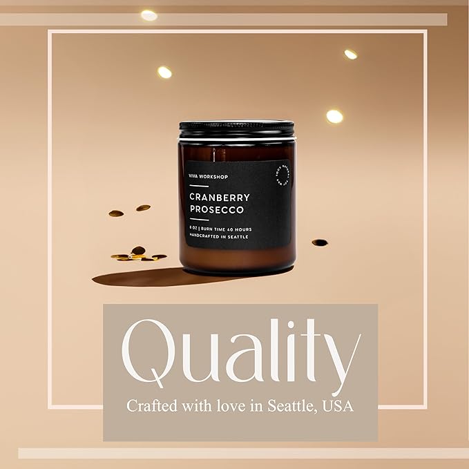 Cranberry Prosecco Natural Soy Wax Scented Candle – Crafted in USA, Seattle – Gift for Birthday, Meditation, Home, Spa – Aroma Candle for Relaxing – Aromatherapy Scented Candles for Women & Men
