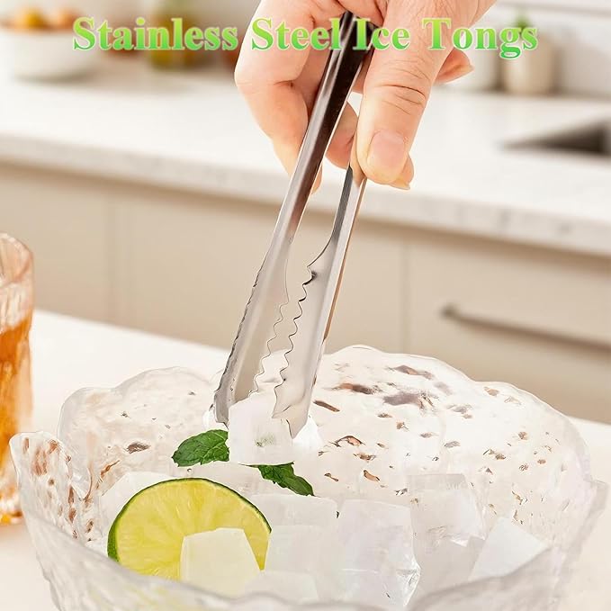 6Pcs Muddler for Cocktail Set - 304 Stainless Steel Muddler Cocktail Spoon Jigger Straw Cleaning Brush, Ice Scoop and Ice Tongs, Bar Accessories Tools for Mojitos, Lemonades, and Fruit Drinks