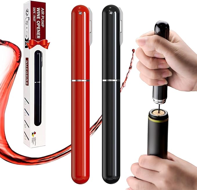 Manual Wine Opener with Foil Cutter Pack of 2- NUCOKRS Air Pumps 3 to 7 Open Corkscrew, Effortless & No Damage to Cork, Accessories Gift for Lovers