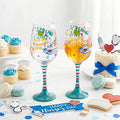 SiliFine 2 Pcs Nurse Stemmed Wine Glasses Hand Painted Drinking Cup Wine Glasses Gifts for Women Nurses' Day Appreciation Week Birthday Theme Holiday Party Supplies