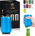GOCHA | Magnetic Beer Bottle Opener with Automatic Cap Catcher – Stainless Steel Push-Down Gadget, One-Hand Bar Tool for Beer & Soda Bottles (Blue)