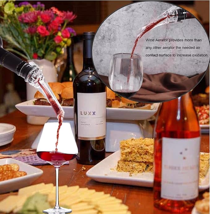 Wine Pourer Aerator Wine Aerator Pourer Spout Wine Decanter Wine Accessories and Gifts, Wine Aerator for Wine Bottle Wine Gifts for Women and Men Wine Air Aerator Pourer Clear