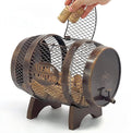 Rustic Metal Large Barrel Wine Cork Holder Display On Wooden Stand, Container for Display, Home Decor, Housewarming Gifts, Home Bar Decor, Wine Gifts, Engagement Gifts, Kitchen Decor