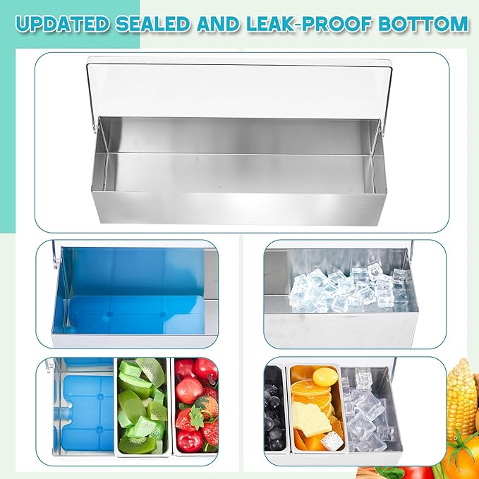 Mifoci Bartending Supplies 6 Compartments Garnish Tray with Lid Bar Caddy 3 Tier Glass Rimmer Stainless Steel Bottle Pourers Juice Pouring Cocktail Tools Stainless Steel Serving Accessories