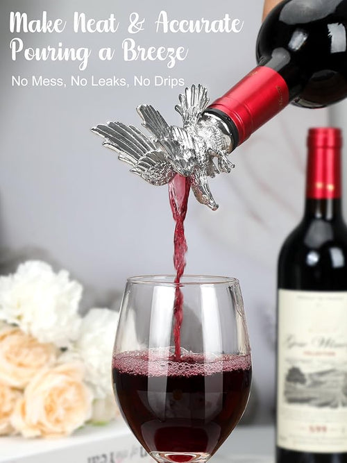Bald Eagle Wine Pourer Bottle Stopper, Zinc Alloy Metal Eagle Wine Spout for Wine & Liquor Bottles, Drip Free Universal Fit Zinc Alloy Animal Wine Pourer Bar Accessory, Patriotic Wine Gifts for Men