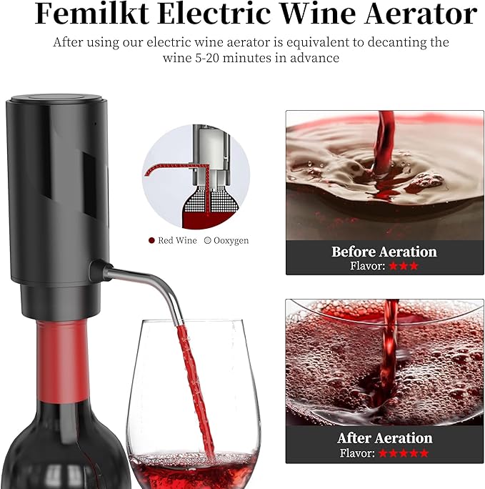 Wine Aerator Pourer with USB Rechargeable, Electric Wine Bottle Dispenser,Automatic Wine pourer Machine,One Touch Multi-Smart Wine Decanter for Wine Lovers,Wine Gifts