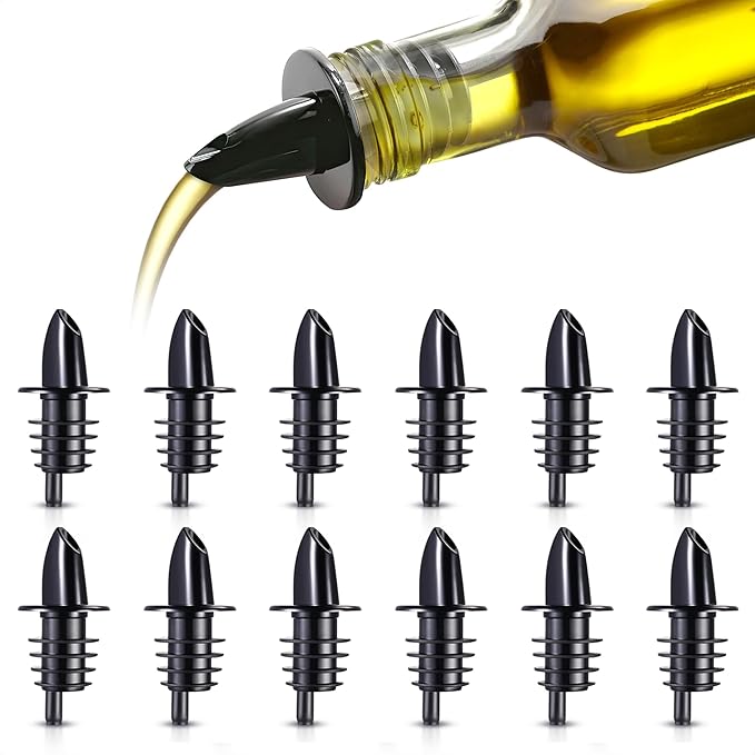 12 Pack Liquor Pour Spout Free Flow Pourers Leak-Proof Pour Spout Classic Bottle Pourers for Alcohol Plastic Liquor Bottle Pourer Set for Snow Cone Syrup Bottles