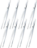Yaomiao 8 Packs 8 Inch Bar Tweezers Silver Cocktail Tongs Long Garnish Tweezers Stainless Steel Bartender Kitchen Cooking Tongs for Cocktail Food Fruit Korean BBQ Bartender Chef, Multi-use
