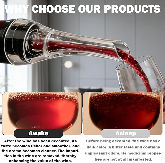 2 Pcs Wine Aerator Pourer,Wine Air Aerator, Professional Wine Aerator For Superior Flavor, Enhanced Bouquet & Rich, Smooth Finish. No-Leak, No-Drip, Spill-Free Design
