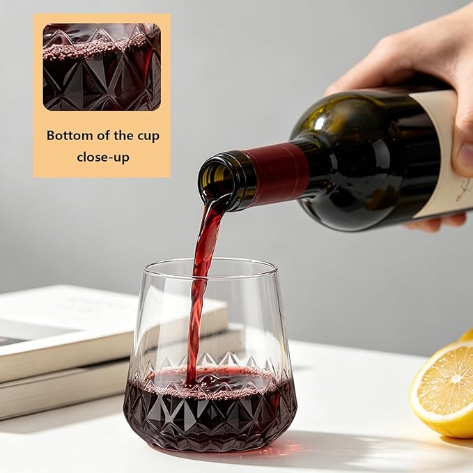 Lueumxc 40 Pack Plastic Wine Glasses, 14Oz Origami Rhombus Disposable Wine Glasses Unbreakable Clear Plastic Cocktail Glasses Recyclable Shatterproof Reusable Wine Cups