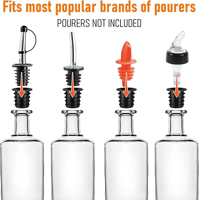 Maxdot 36 Pack Liquor Pourer Adapters for Large Olive Oil Bottles and Liquor Bottles, up to 1inch/25mm Neck Bottle, Converts Regular Size Spout to Large Pouring Spout