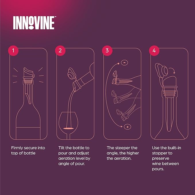Innovine Wine Aerator Pourer with Built In Stopper, Tilt Design to Enhanced Flavor and Smooth Taste, Easy Pour, No Drip, Perfect for Red & White Wines, Home Bar Accessories, Set of 1, Dark Teal