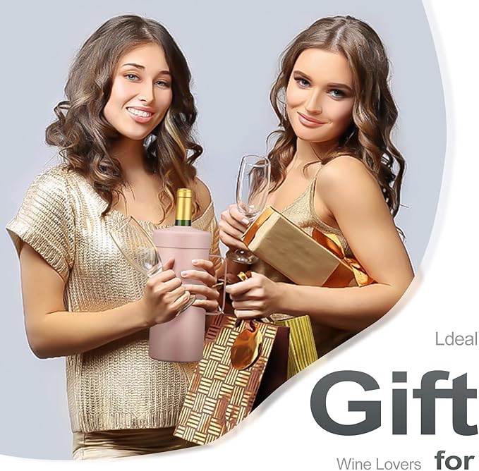 Wine Bottle Chiller with Handle | Portable Rapid Cooling Champagne Insulator | Stainless Steel Wine Cooler Sleeve | Ideal Gift for Wine Lover | | Perfect for Dinner Parties & Outdoor Picnics