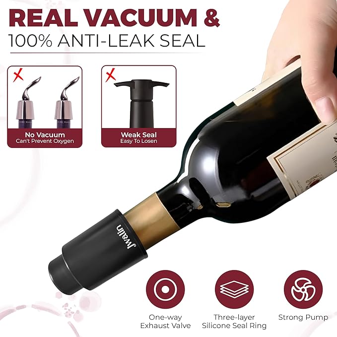 Wine Aerator Pourer & Vacuum Pump Stopper Gift Set – Enhance Flavor, Preserve Freshness, No-Drip Pour, Perfect Wine Accessories Gift for Wine Lovers
