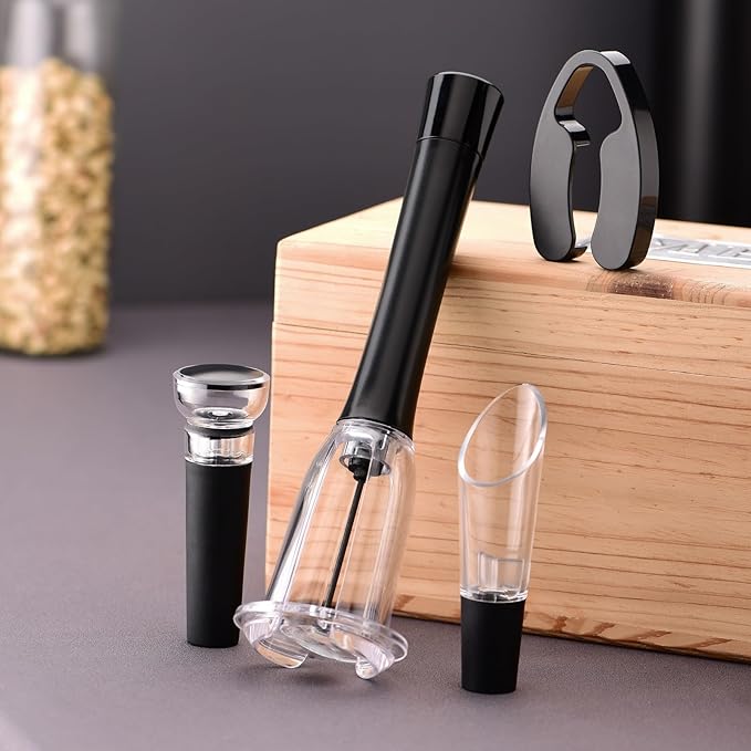 Wine Opener Set, IPEROT Air Pressure Pump Bottle Opener with Foil Cutter, Aerator Pourer, Vacuum Stopper(4PCS), Simple Cork Remover, Efficient Corkscrew Bottle Opener, Great for Wine Lovers