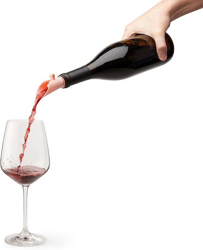 Rabbit Flipper Wine Pourer & Bottle Stoppers (Pink, Set of 2)