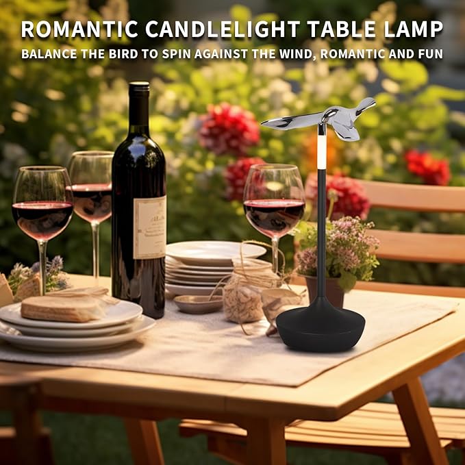 Cordless Table Lamp with Bottle Opener, Rechargeable LED with Funny Bird Corkscrew,Touch Dimmable Bedside for Restaurants and Dining Home Indoor/Outdoor，Children's gifts，Art Deco，Bar Accessories