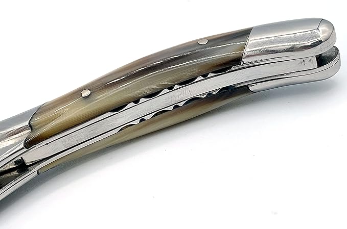 Laguiole En Aubrac Sommelier No 9 DeLuxe Waiter's Corkscrew, Solid Horn Handle, Wine Opener With Foil Cutter & Bottle Opener | Special Crafting Along The Luxury Corkscrew