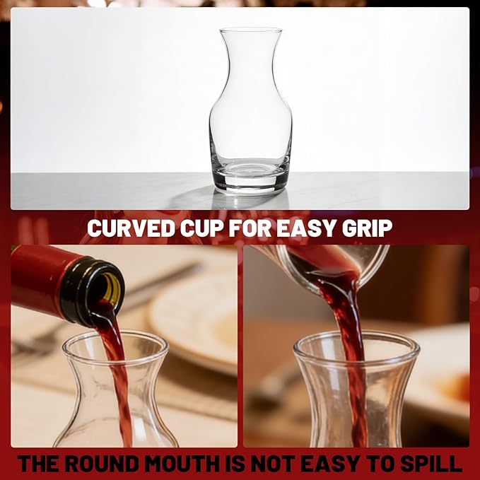 12PCS Mini Wine Carafe Set 6oz Individual Serving Wine Decanter Small Wine Carafe for Restaurants Catering Events and Home Parties Professional Glass Juice and Wine Carafes