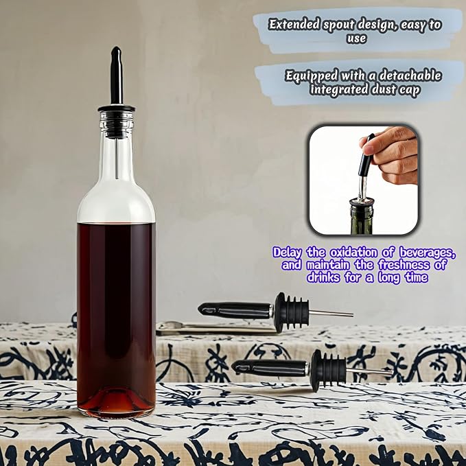 4PCS Premium Wine and Oil Pourer Set, 304 Stainless Steel Pour Spouts for Liquor & Oil - Reusable, Dishwasher Safe, Precision Flow Control, Leak-Proof Seal, Fit Most Wine & Whiskey Bottles (M(Hat 2))
