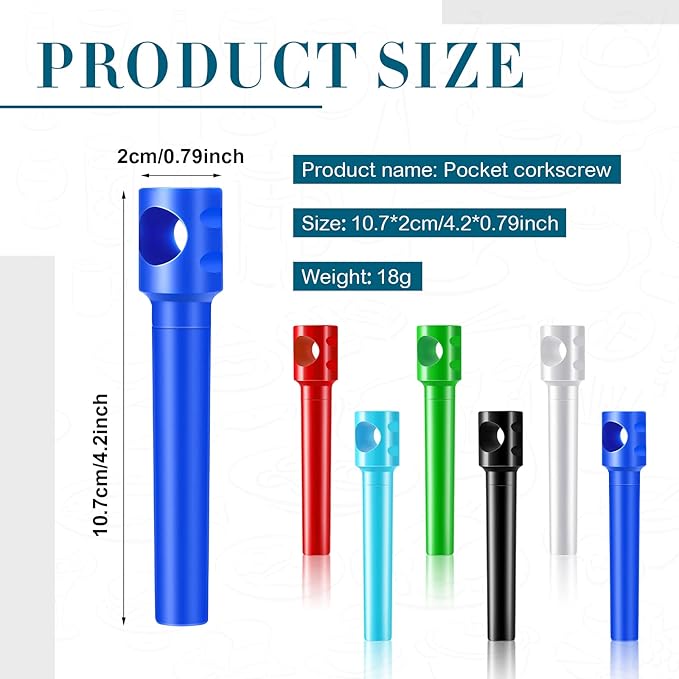 Patelai 6 Pcs Travel Pocket Wine Corkscrew Bulk Portable Wine Opener Plastic Cork Opener Mini Camping Cork Screw for Waiter Corkscrews Restaurant Bottle Camping Travel Gift(Multicolor)