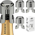 Champagne Stoppers for Bottles, Pafusen Champagne Sealer Stopper, Stainless Steel Champagne Cork Stopper Toppers, Saver for Champagne Cava Prosecco Sparkling Wine (Champagne -3-Pack-Black)