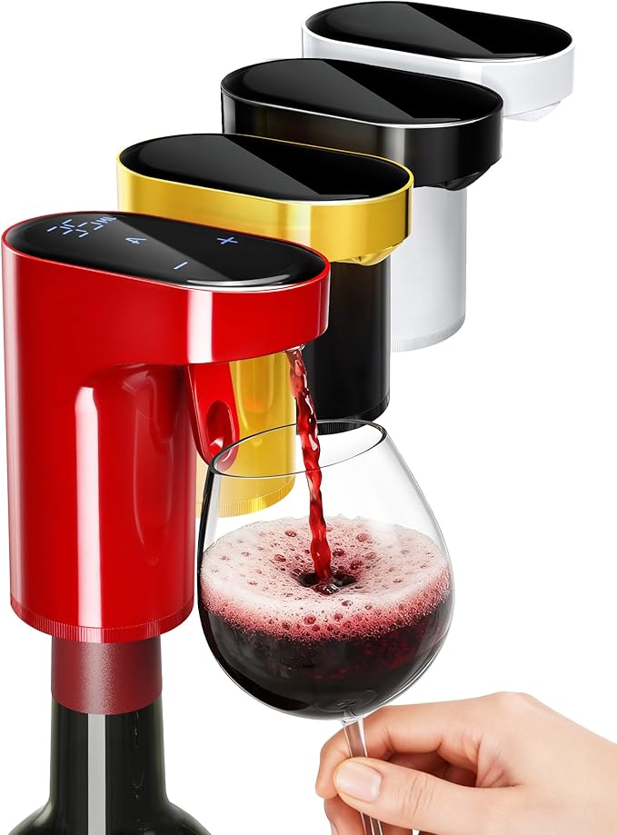 Fathers Day Gift|World Cup Viewing Party Supplies,5-in-1 Electric Wine Decanter & Smart Liquor Dispenser,Automatic Aerator&Pourer with 1-999ml Precision Dosing|Gift for Men,Dad,Whiskey Lovers(Red)