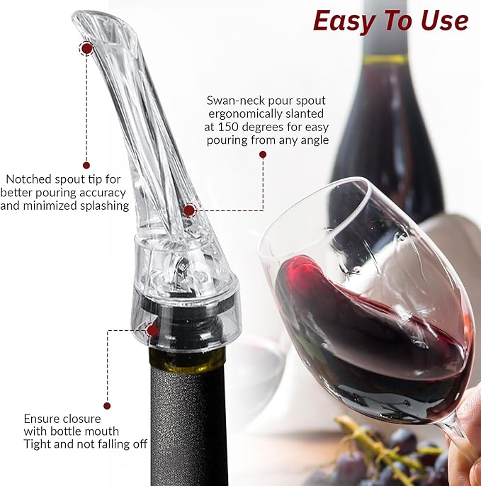 2 Pack Wine Aerator Pourer Spout，Red-Wine Bottle Aerator for Wine Gifts Accessories (Style-A)
