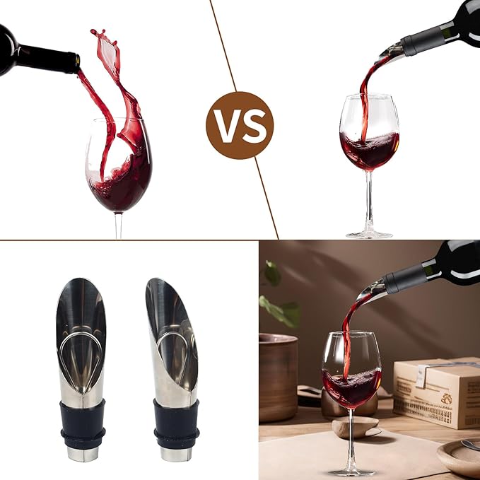 Silver Wine Corkscrew Opener Set - Luxury Wine Bottle Opener Kit for All Wines, Stainless Steel with Black Gift Box (Ideal Wine Gift, Premium Packaging)
