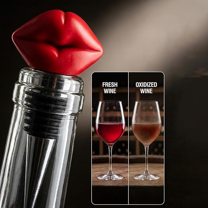 2 Packs Red and Pink Lips Wine Bottle Stopper - Novelty Bar Decor, Reusable Wine Preserver for Any Occasion, Decorative Beverage Sealer for Home Bar and Party
