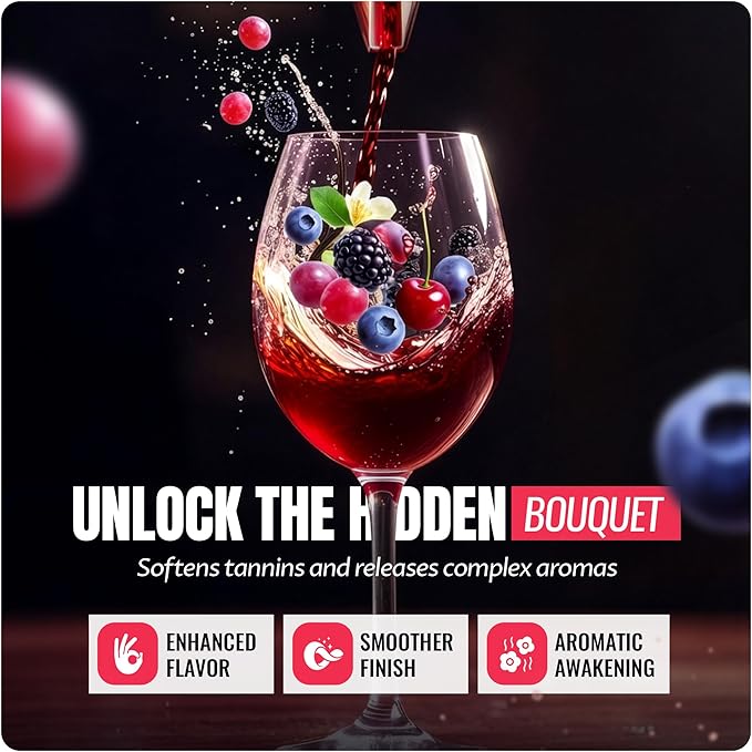 Vinvoli Wine Aerator - Deluxe 2026 Aerator Decanter with Unique Superior Three-Stage Aeration, Sediment Filter, No-Drip Stand - Quality and Convenience for Lovers and Sommeliers