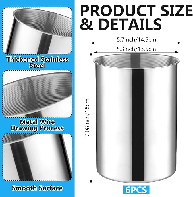 6 Pack Wine Chiller Bucket 750 ML Champagne Bucket Stainless Steel Wine Chillers for Bottles Keeps Cold for Hours Cooler Insulated Champagne Beer Ice Bucket Silver