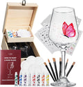 Wine Glass Painting Gift Set Do it Yourself! Creative Glassware Paint Kit Date Nights Two Wine Glasses & Accessories - Mother, Son, Daughter or Date Night - Valentines Day - DIY Winter Lover Gift