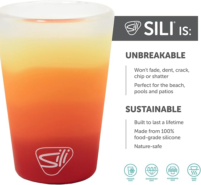 Silipint 1.5oz Silicone Shot Glasses – Pack of 2 Unbreakable, BPA-Free, Non-Toxic, Dishwasher & Freezer Safe Cups – Colored Shot Glasses for Cold Beverages, Cocktails, Travel, Party (Marigold)
