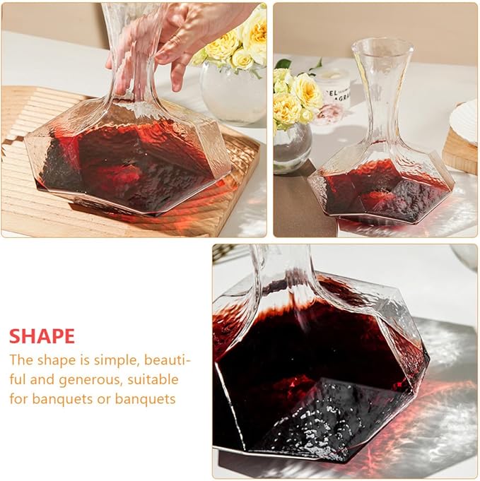 MAGICLULU Creative Glass Wine Decanter Handheld Large Geometric Diamond Design Quick Aerator Suitable for Home Dining and Restaurant Use