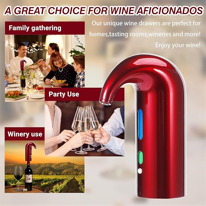 Electric Wine Aerator Pourer Spout - Automatic Wine Pourer with One Touch Button Control - Rechargeable Wine Decanter, Wine Accessories Gifts for Wine Lovers