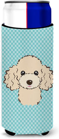 Checkerboard Blue Buff Poodle Ultra Beverage Insulators for slim cans BB1196MUK