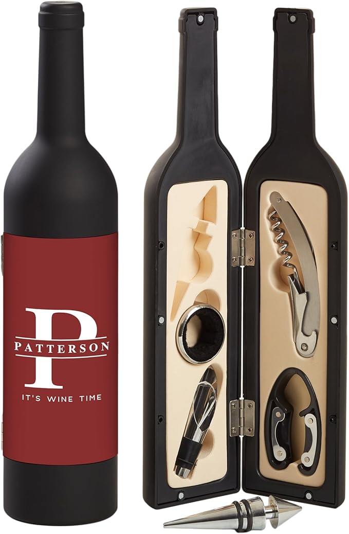 Personalization Universe Lavish Last Name Personalized Wine Accessory 5pc Kit