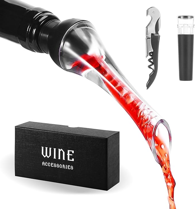 EYE4TECH Wine Aerator Pourer Spout Wine Opener and Bottle Cork-Premium Wine Decanter for Improve Taste and Smell-Professional Wine Pourer Fits All Wine Bottles,No Drip&No Spill-Gifts for Wine Lovers