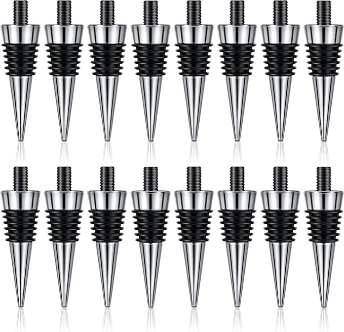 Honeydak 16 Pieces Metal Bottle Stopper Blank Stainless Steel Wine Bottle Stopper Kit Reusable Wine Saver Corks Hardware for Wedding Party Bar Turning