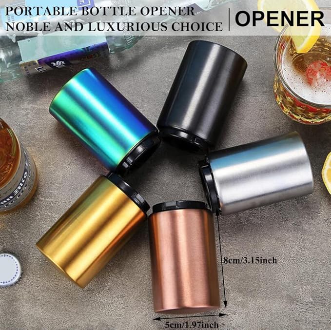 AKOAK 1 Pack Creative Stainless Steel Push-type Beer/Wine Bottle Opener Bar Household Automatic Convenient Cap Opener - Easy to Open a Variety of Bottles,Black