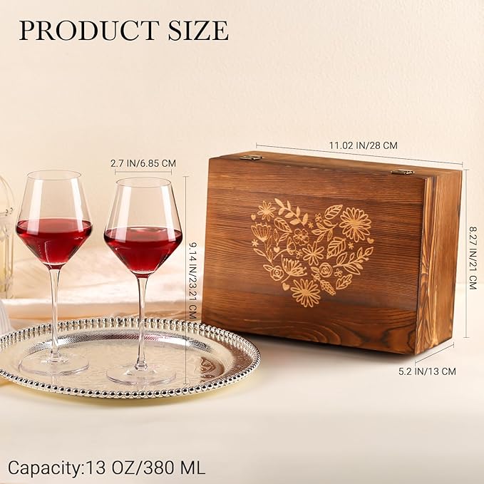 2026 Mr & Mrs Wine Glasses Gift Set with Memory Box,Wine Bag, Greeting Card – Engagement, Wedding & Newlywed Gifts for Couples, Just Engaged Gifts for Women