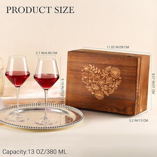 2026 Mr & Mrs Wine Glasses Gift Set with Memory Box,Wine Bag, Greeting Card – Engagement, Wedding & Newlywed Gifts for Couples, Just Engaged Gifts for Women