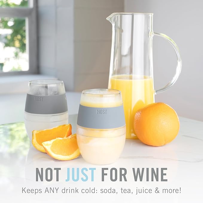 Host Wine Freeze Cup Set of 2 - Plastic Double Wall Insulated Wine Glasses with Freezing Gel, Wine Glass for Red and White Wine, 8.5 oz Mint
