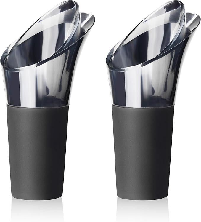 Innovine Drip Stop Pour Spout, Reusable Wine Pourer, Durable Construction with Rubber Base, Perfect for White and Red Wines, Home Bar Accessories, Kitchen Essentials, Barware, Set of 2