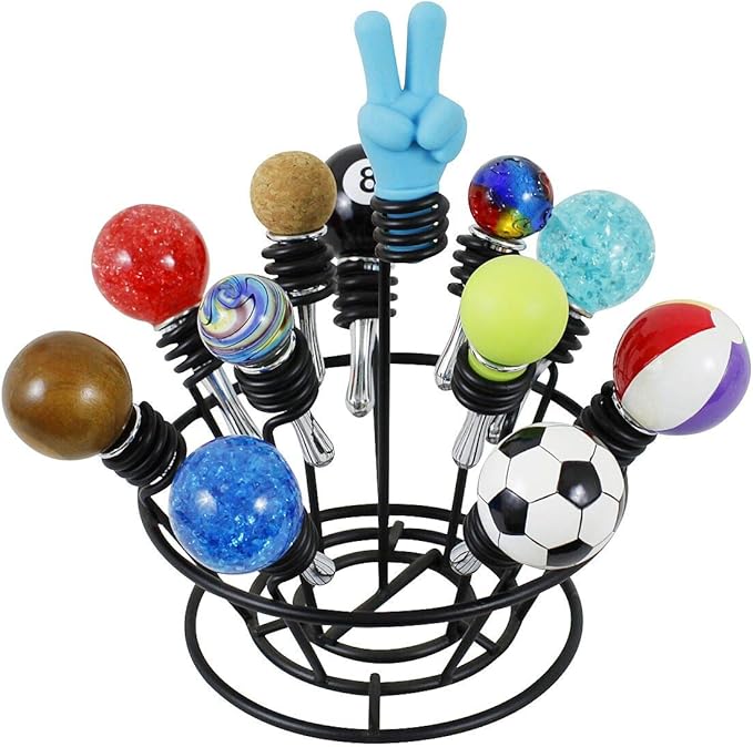 Oenophilia Bottle Stopper Bouquet, Black Metal, Wine Bottle Stopper Holder, Wine Gifts